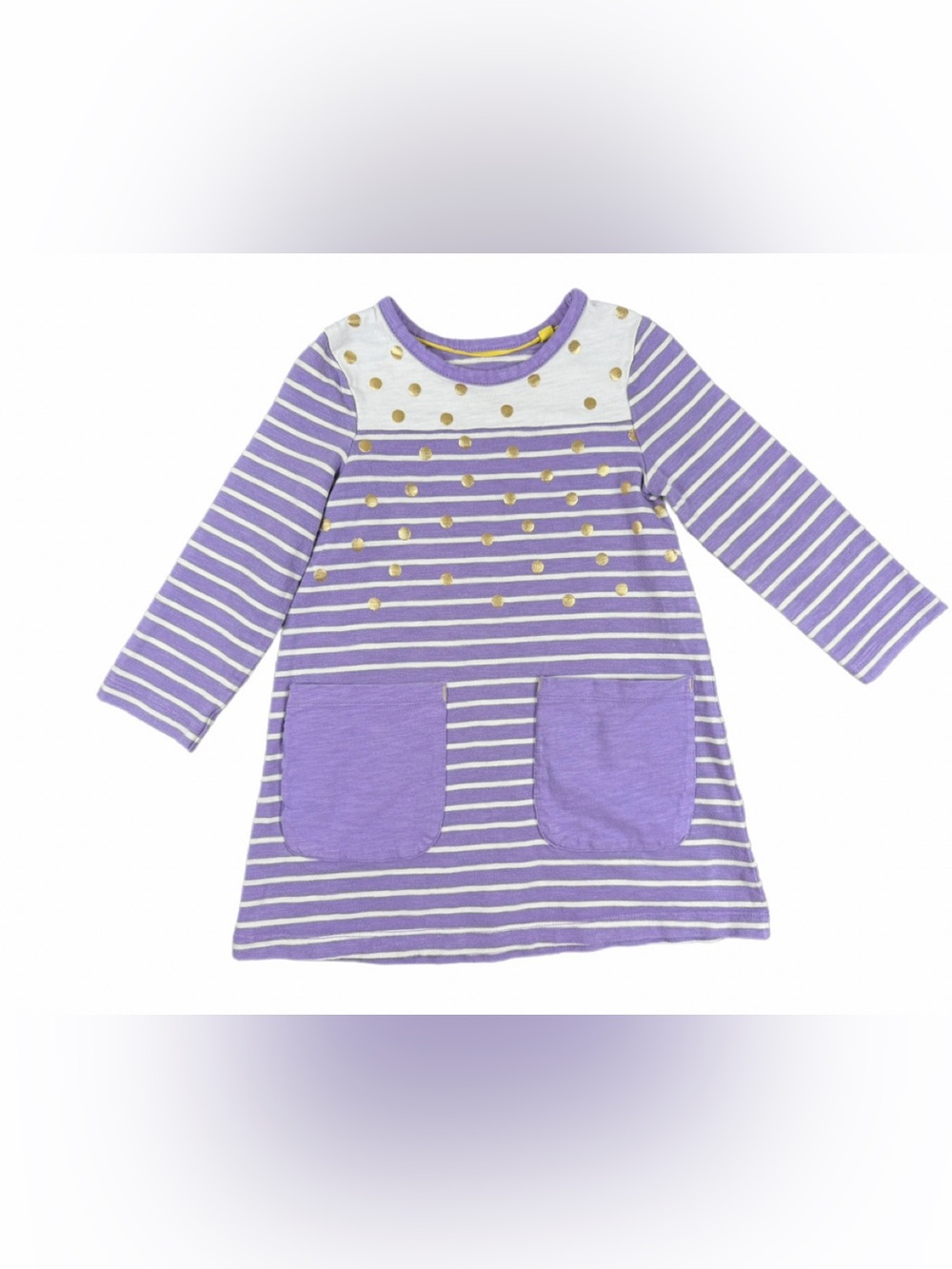 MINI BODEN Striped Long Sleeve Cotton Dress - 3-4Y